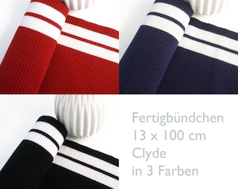 Fertigbündchen, Clyde, Collegestil, Rot, Blau oder Schwarz nach Wahl