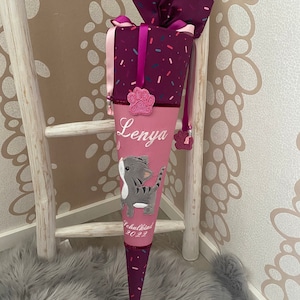 Custom-made fabric school cone - Cat design