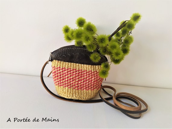 Small wicker bag and leather wicker shoulder bag b