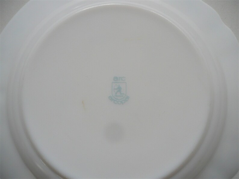 Grand Plat Rond ARCOPAL myosotis Véronica fleurs vintage