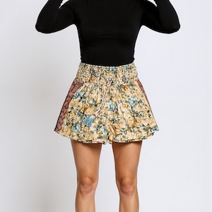Upcycled Sari Silk Shorts: Lightweight Boho Festival Lounge Wear