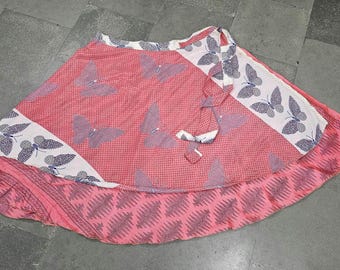 Silk Wrap Skirt, Reversible Sari Silk Skirt, Boho Patchwork Maxi Skirt, Bohemian Hippie Clothing, Upcycled Vintage Long Skirt, Festival Gift