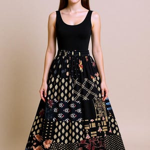 Saia Maxi Boho Patchwork, Saia Longa Boho Hippie Feminina, Saia Cigana de Viscose com Camadas, Roupa Colorida para Festivais, Saia Longa de Verão