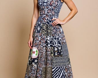 Patchwork Rayon Maxi Dress – Colorful Boho Summer Dress