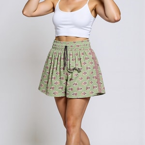 Upcycled Sari Silk Shorts: Boho Festival Beachwear