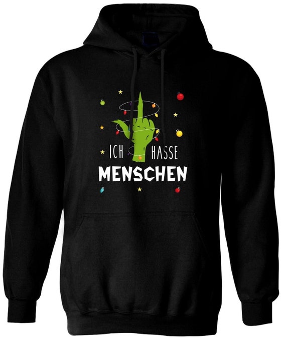 Hoodie Grinch Ich hasse Menschen Mittelfinger Etsy