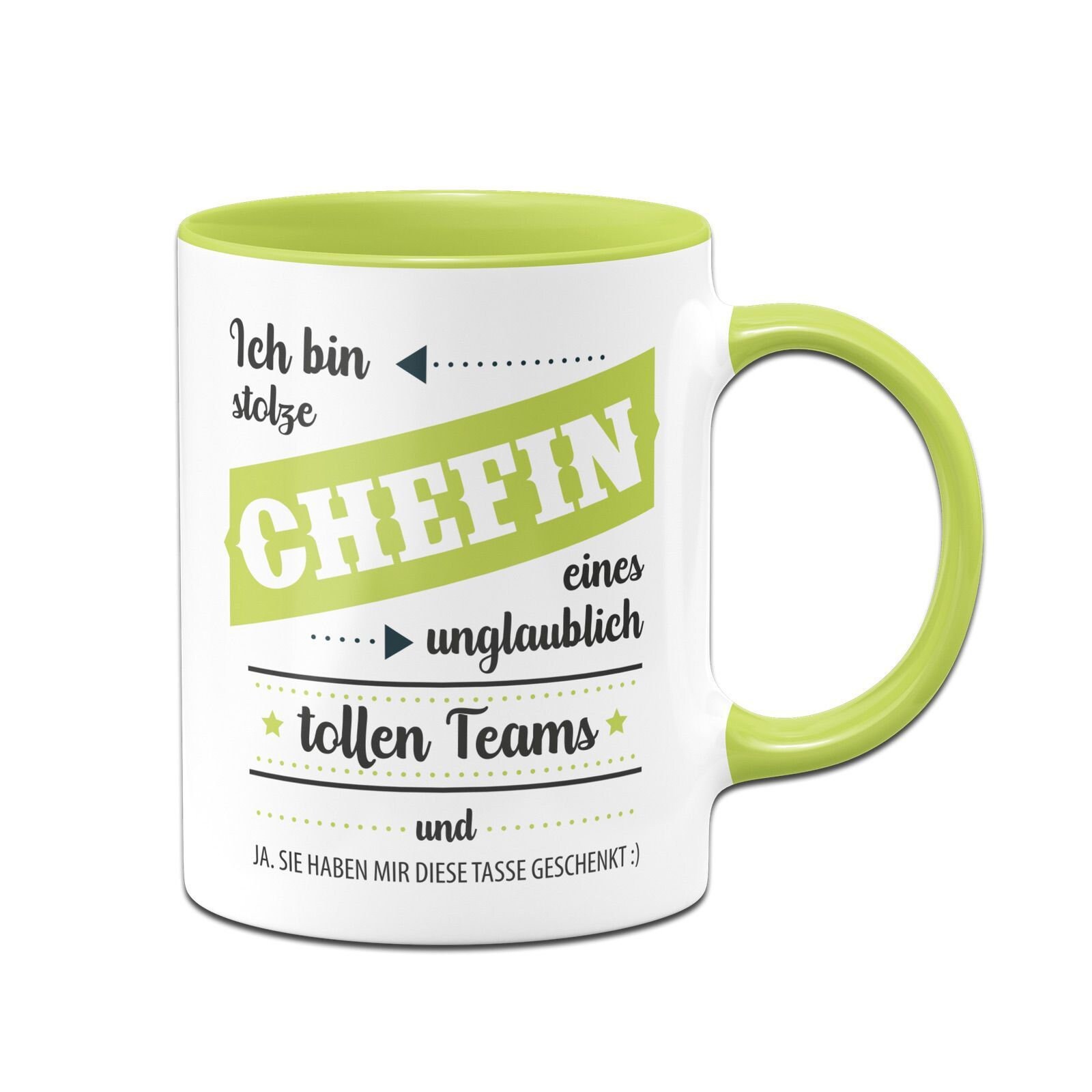 Tasse 'Stolze Chefin Eines Fantastischen Teams' – Beidseitig Bedruckt, 330 Ml, Spülmaschinengeeignet