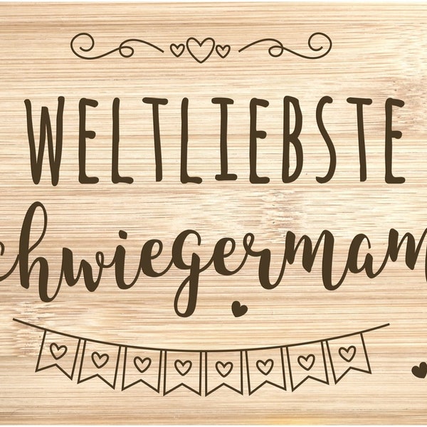 Frühstücksbrettchen mit Spruch: Weltbeste Schwiegermama - Geschenk für Schwiegermutter