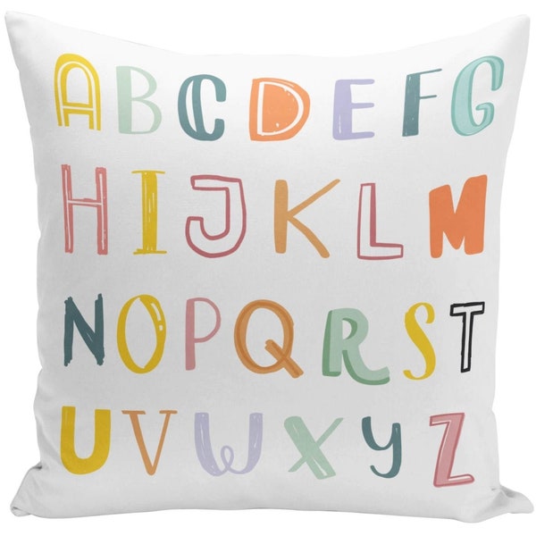 Kissen - Alphabet (bunt) - Geschenk für Jungen und Mädchen zum Kindergartenabschied, Einschulung