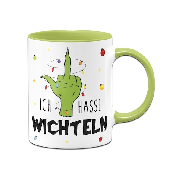 Buy Grinch Tasse Mit Spruch: Ich Hasse Wichteln - Hand Mit Lichterkette - Wichtelgeschenk - Weihnachtstasse, Kaffeetasse Lustig Weihnachtsdeko Online in India