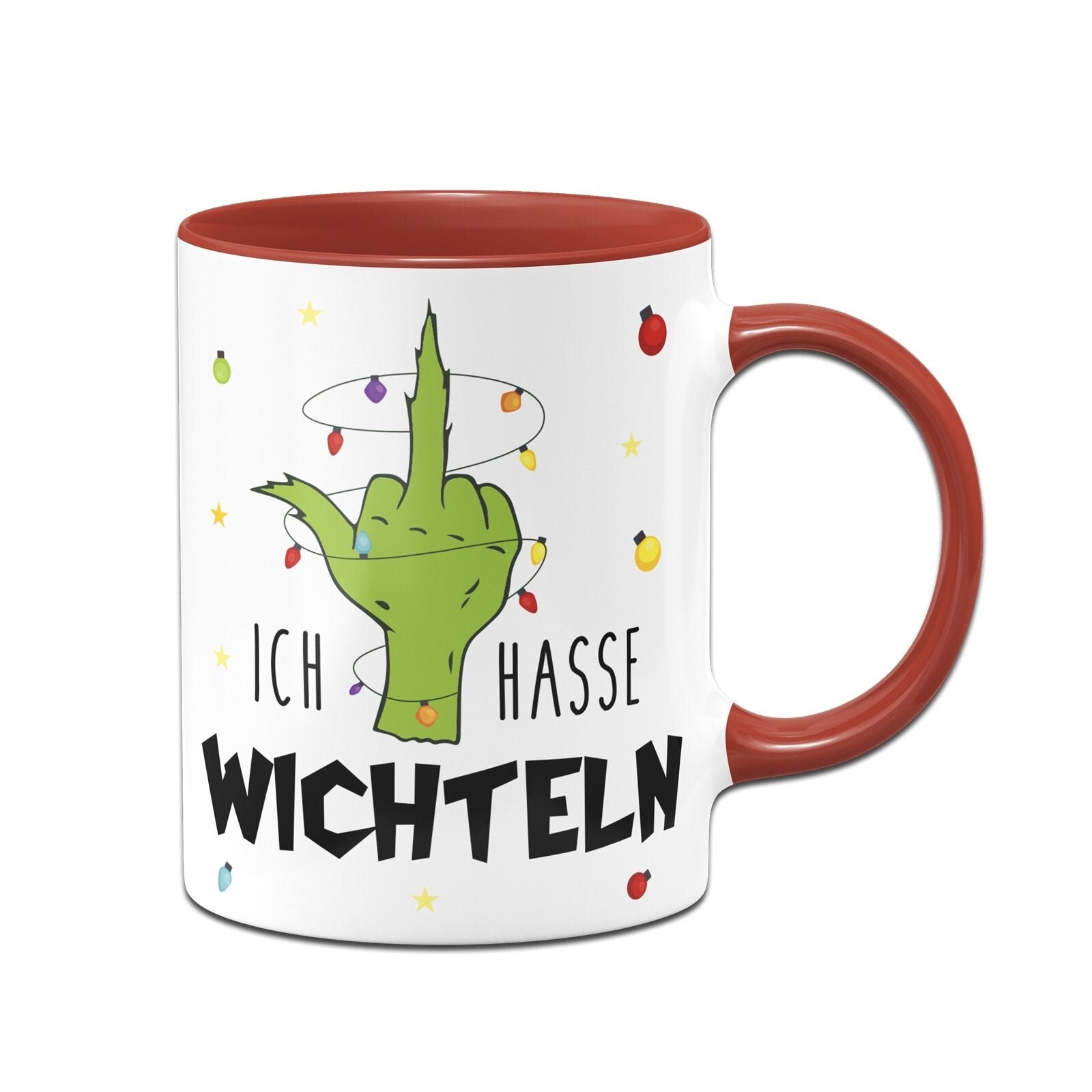 Grinch Tasse 'Ich Hasse Menschen' | Lustige Weihnachtstasse Mit Spruch | Schwarz, Beidseitig Bedruckt, Spülmaschinenfest