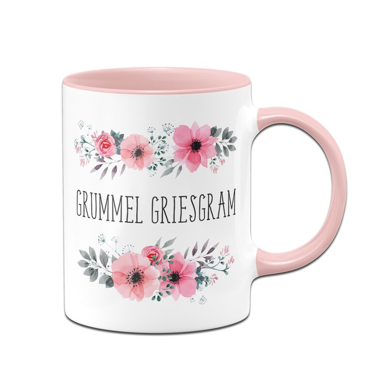 Tasse Grummel Griesgram blumig Rosa