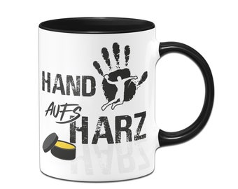 Handball Tasse mit Spruch: Hand aufs Harz - Kaffeetasse Handballtasse als Geschenk für Handballer Trainer