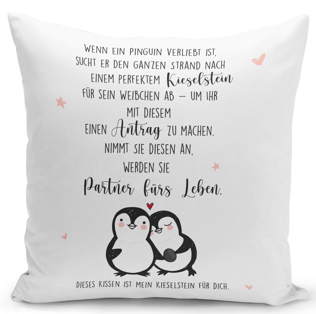 Kissen Mit Spruch Pinguin Liebe Liebeskissen Für Freund Etsy