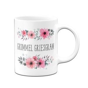 Tasse Grummel Griesgram blumig Weiß