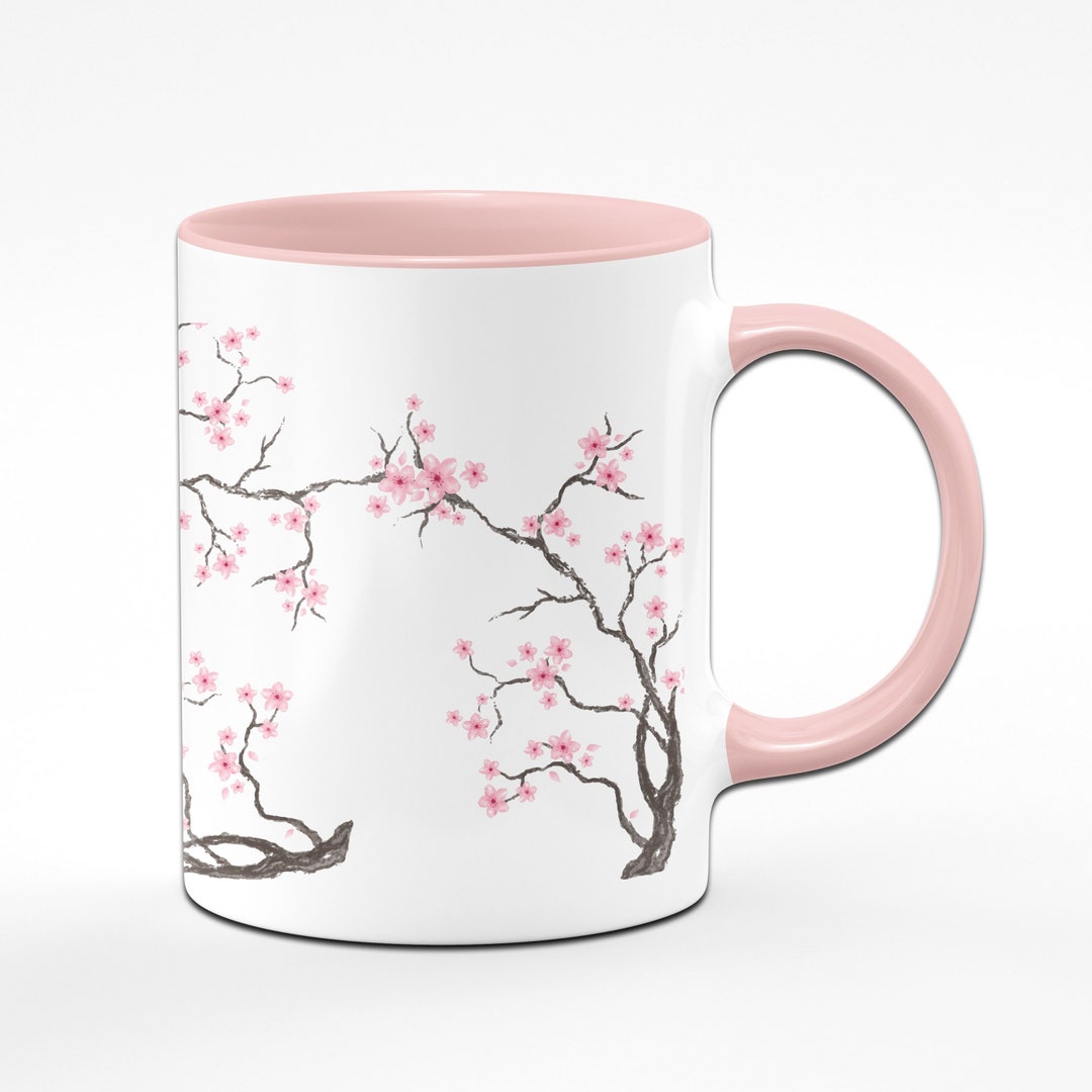 Autiga Kaffeetasse Mit Kirschblüten & Vögeln – 325 Ml, Keramik, Spülmaschinenfest, Rundum Bedruckt
