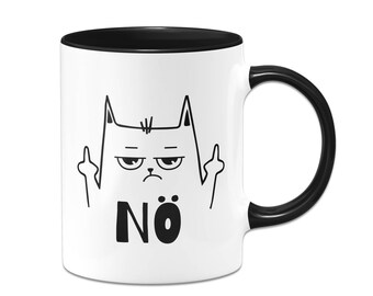 Tasse - Nö (Katze mit Mittelfinger) - V2 - Geschenk für Freund, Kollege, Kollegin