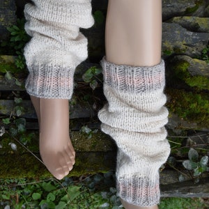 Handgestrickte Beinstulpen Wolle Stulpen Creme Winter Legwarmers Handgestrickte Stulpen Beinstulpen Creme Ton Strickstulpen Wolle