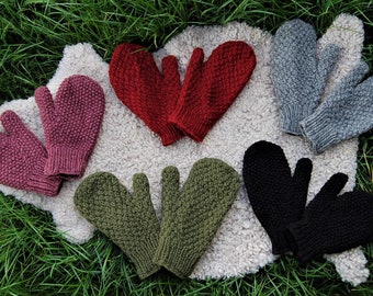 Strick Handschuhe Wolle Gefüttert Fäustlinge Gefüttert Winterhandschuhe Hippie Handgestrickte Fäustlinge Schafwolle Gefütterte Handschuhe