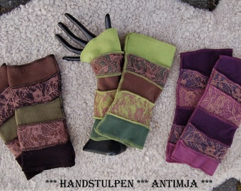 Handstulpen Spitze Pulswärmer Dekorative Stulpen Elfen Feen Stulpen Goa Hippie Stulpen Grün Winter Armstulpen mit Spitze Pulswärmer Bunt