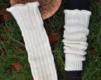 Beinstulpen Strick Wolle Beinstulpen Wollweiß Leg Warmers Beinlinge Beinstulpen Boot Toppers Hippie Wollstulpen Wollweiß Stulpen Bein