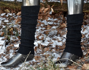 Beinstulpen Schwarz Strick Beinstulpen Leg Warmers Beinlinge Schwarz Beinstulpen Boot Toppers Hippie Beinstulpen Strickmode Stulpen Bein