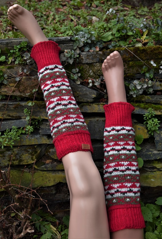 Gestrickte Beinstulpen Gefüttert Winter Wollstulpen Leg Warmers