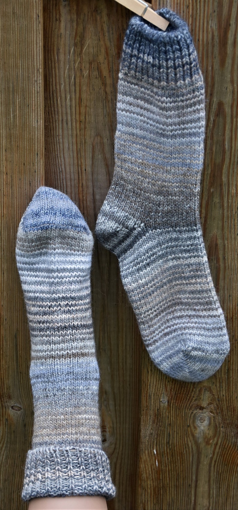 Wollsocken Grau Meliert Warme Strick Socken Flauschige Hippie Socken Kuschelige Umschlag Socken Warme Strick Socken Winter Herbst Socken Bild 8