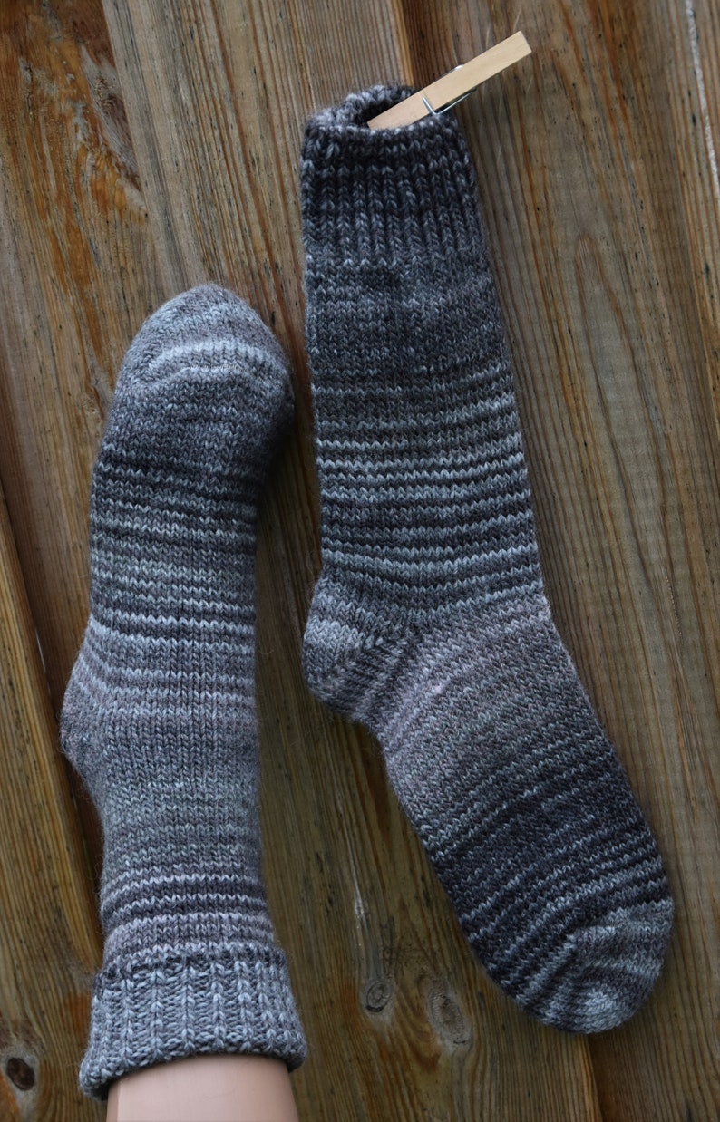 Wollsocken Grau Meliert Warme Strick Socken Flauschige Hippie Socken Kuschelige Umschlag Socken Warme Strick Socken Winter Herbst Socken Bild 7