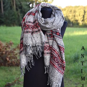 Tuch Wolle Stola Schaltuch XXL Schal Warmer Überwurf Kuschel Decke Deko Tuch Hippie Tuch Retro Tuch Wolle Allround Schal Retro Stola Wolle