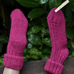 Socken mit Alpaka Wolle Umschlag Socken Pink Winter Socken mit Alpaka Wolle Gr.35-2 Warme Socken Kuschel Socken Pink Haussocken Wolle Bild 3