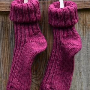 Socken mit Alpaka Wolle Umschlag Socken Pink Winter Socken mit Alpaka Wolle Gr.35-2 Warme Socken Kuschel Socken Pink Haussocken Wolle Bild 6