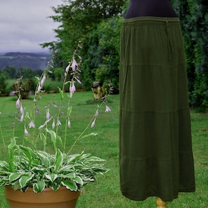 Maxi Rock,Langer Rock,Grüner Maxi Rock,Sommerrock,Hippie Rock Lang, Festival Rock,Lagenlook Goa,Mittelalter Rock Baumwolle,Stufen Rock Lang
