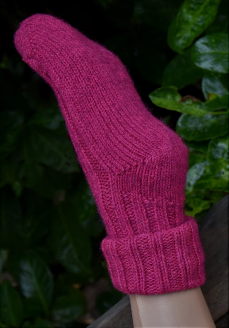 Socken mit Alpaka Wolle Umschlag Socken Pink Winter Socken mit Alpaka Wolle Gr.35-2 Warme Socken Kuschel Socken Pink Haussocken Wolle Bild 5