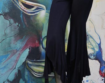 Zipfelhose Schwarz *ANGEBOT*,Flippige Hose,Zipfel Hose,Hippie Hose,Festival Hose,Goa,Psy,Gotik Hose,Lagenlook,Hose Zipfellook,Hose Schwarz,