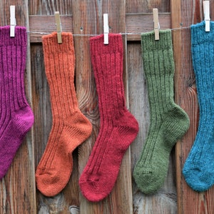 Socken mit Alpaka Wolle Umschlag Socken Pink Winter Socken mit Alpaka Wolle Gr.35-2 Warme Socken Kuschel Socken Pink Haussocken Wolle Bild 10
