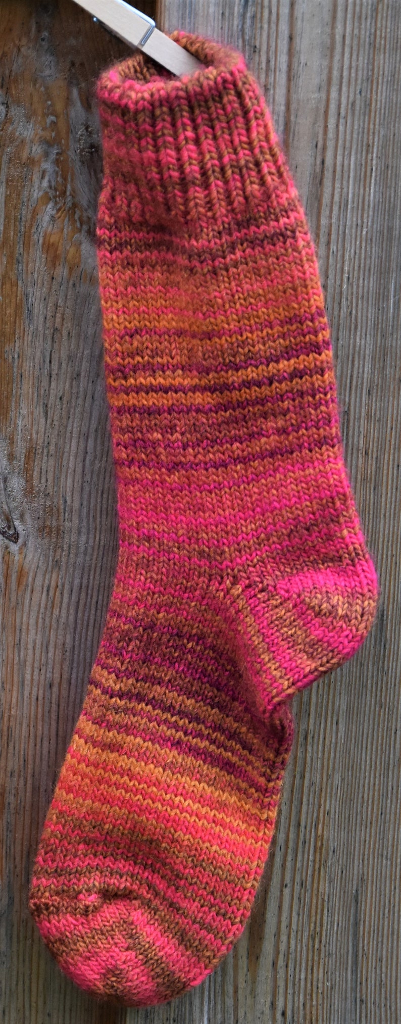 Wollsocken Orange Rot Meliert Strick Socken Bunt Flauschige Hippie Socken Kuschelige Umschlag Socken Warme Strick Socken Winter Herbst Bild 5