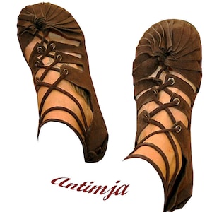 Römersandalen Dunkel Braun Mittelalter Sandalen Ledersandalen Goa Hippie Festival Bundschuhe Wildleder Schnürsandalen Bild 6