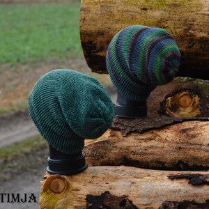 Strick Beanie Mütze Strick Cap Wandelbar Handgestrickte Mütze Mehrfarbig Hippie Strickmütze Beanie Umschlag Mütze Cap Mütze Grün Beanie Bild 9