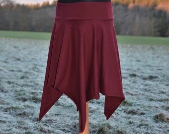 Zipfelrock Bordeauxrot Hippie Goa Mittelalter Rock Zipfel Midi Feen Rock Pixie Rock Zipfellook Damen Rock Zipfel Rock Bordeaux Rot Zipfel