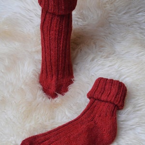 Socken mit Alpaka Wolle Umschlag Socken Winter Socken mit Alpaka Wolle 35-38 39-42 Warme Socken Orange Kuschel Socken Rot Haussocken Wolle Bild 5