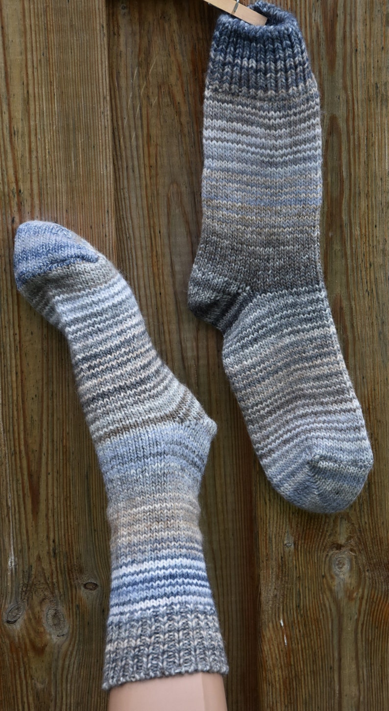 Wollsocken Grau Meliert Warme Strick Socken Flauschige Hippie Socken Kuschelige Umschlag Socken Warme Strick Socken Winter Herbst Socken Bild 6