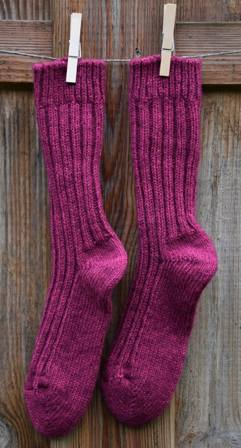 Socken mit Alpaka Wolle Umschlag Socken Pink Winter Socken mit Alpaka Wolle Gr.35-2 Warme Socken Kuschel Socken Pink Haussocken Wolle Bild 8