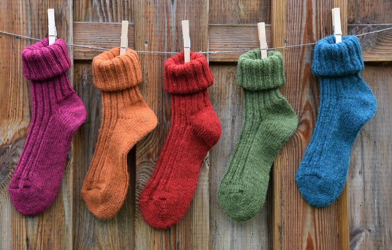 Socken mit Alpaka Wolle Umschlag Socken Pink Winter Socken mit Alpaka Wolle Gr.35-2 Warme Socken Kuschel Socken Pink Haussocken Wolle Bild 9