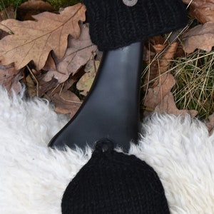 Klapphandschuhe Schwarz Handgestrickt Gefütterte Wollhandschuhe Fäustlinge Fingerlinge Strick Warme Klapp Handschuhe Schwarz Hippie Winter Bild 7