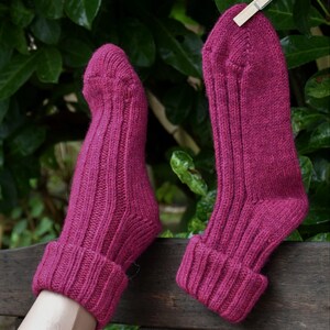 Socken mit Alpaka Wolle Umschlag Socken Pink Winter Socken mit Alpaka Wolle Gr.35-2 Warme Socken Kuschel Socken Pink Haussocken Wolle Bild 2