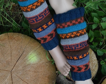 Gestrickte Beinstulpen,Bunte Strickstulpen Gefüttert,Hippie