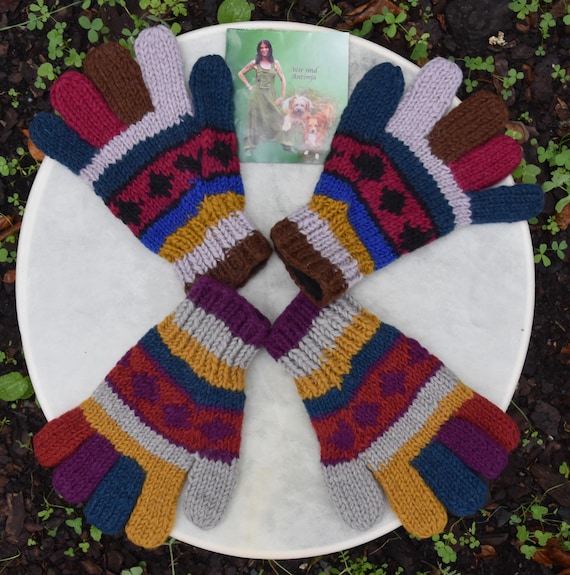 Strick Handschuhe Bunt Handgestrickte Fingerlinge Gefttert Bunt Woll  Handschuhe Winter Fustlinge Bunte Strick Handschuhe Gefttert Winter - Etsy