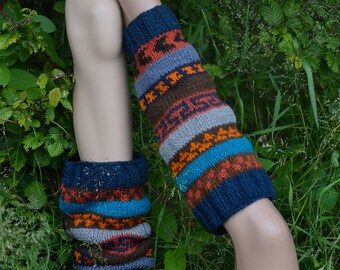 Gestrickte Beinstulpen,Bunte Strickstulpen Gefüttert,Hippie