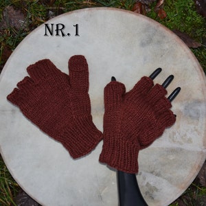 Handschuhe mit Klappe Handgestrickt Wollhandschuhe Gefüttert Klapphandschuhe Grau Gefüttert Strick Fäustlinge Winter Fingerlinge mit Klappe Bild 4